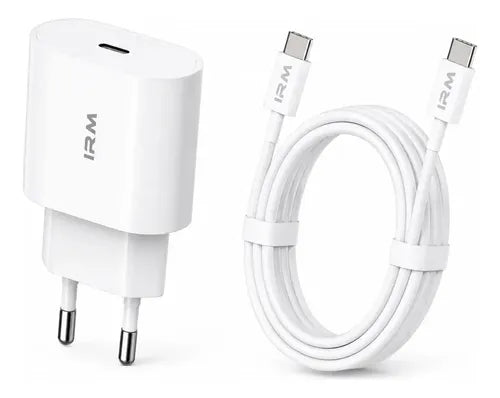 Cargador Rápido Usb-c Irm De Pared Con Cable, Para iPhone 15, 16, 17 Y Samsung Galaxy, Blanco