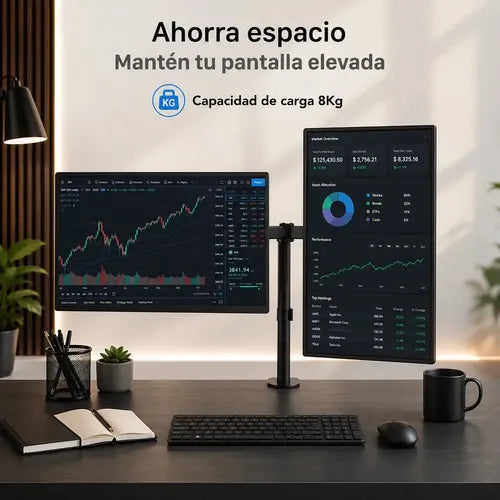 Soporte Doble Articulado Para 2 Monitores Vesa 14 A 32 PuLG Negro