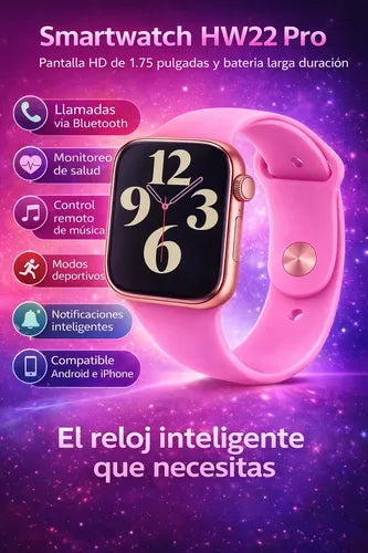 Smartwatch Hw22-pro Deportivo Pantalla Hd Llamadas Bluetooth Rosa Look Deportivo