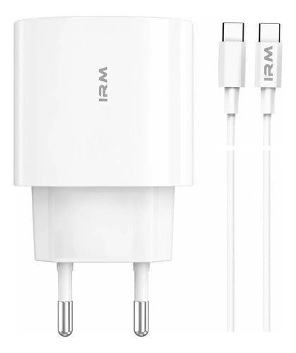 Kit Cargador Rápido Usb-c De 20w Para iPhone 15, 16, 17 Y Samsung Galaxy Con Cable De 1m Y Bolso Organizador Blanco/negro