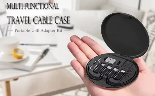 Kit De Cables 60w Carga Rápida Multifuncional Estuche Viaje Negro