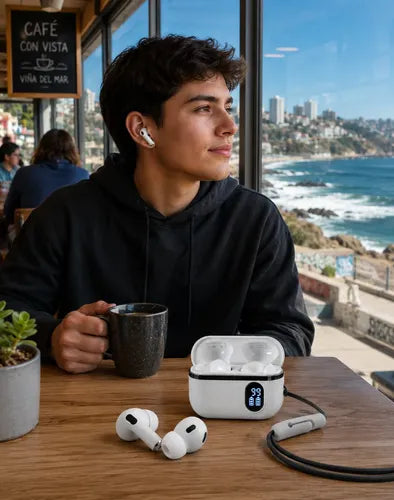 Audífonos Bluetooth Ht-08 Pantalla Digital Alta Fidelidad Blanco