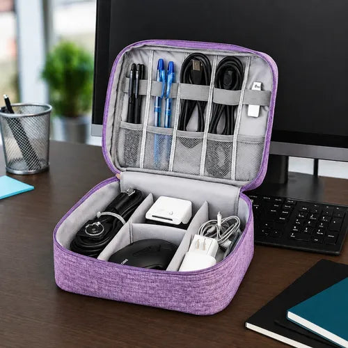 Bolso Organizador Viaje Para Cables Electrónicos Accesorios Púrpura