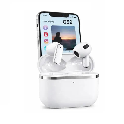 Audífonos In-ear Inalámbricos Q59 Bluetooth 5.49 Con Estuche De Carga Tipo C Blanco