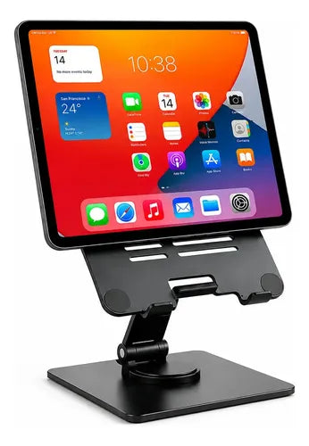 Soporte De Mesa Multiángulo Para Tablet Diegmark, Plegable Y Giratorio 360°, De Aluminio Plateado