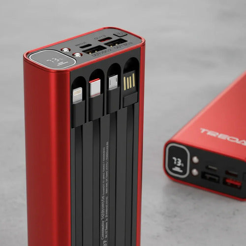 Powerbank 20000mah Carga Rápida Luz Led Cables Integrados