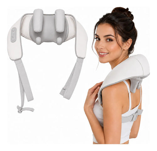 Masajeador Cervical De Cuello Hombros 20w Portátil Recargabl Gris