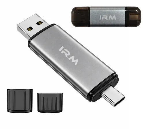 Pendrive Irm Otg Tipo C Y Usb 3.0 De 8 Gb Para Android Y Pc Gris Metálico