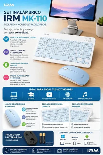 Mini Teclado Y Mouse Irm Inalámbrico Qwerty Español Mk-110
