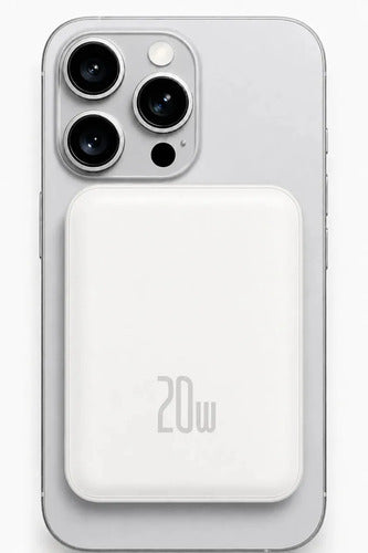 Power Bank Magnético Inalámbrico De 5000mah Con Carga Rápida Pd20w Para iPhone Y Android Blanco