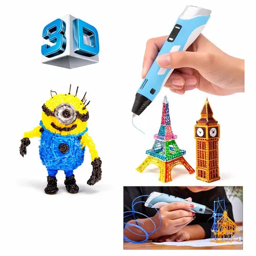 Lápiz 3d Diegmark Con Pantalla Y Base Para Filamentos Pla/abs Azul Claro