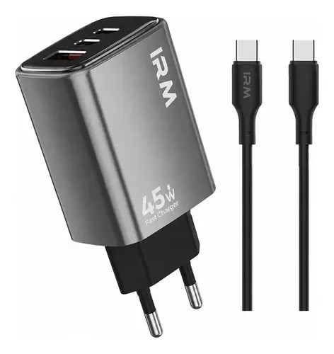 Cargador Rápido 45w 3 Puertos Con Cable Usb C A Usb C Carga Rápida Pd Compatible Con Samsung Motorola Xiaomi Redmi Huawei iPhone 15 Negro