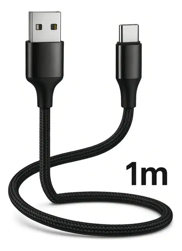 Cable Usb A Tipo C De 1 M Reforzado Para Carga Rápida Y Datos Negro