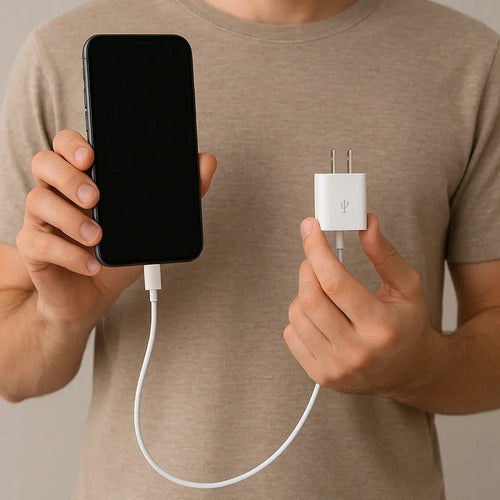 Cable Usb Carga Rápida Para iPhone Lightning 1mt Blanco