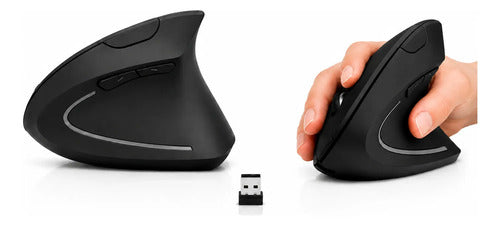 Mouse Vertical Inalámbrico Ergonómico Dpi Ajustable 6 Botone Negro