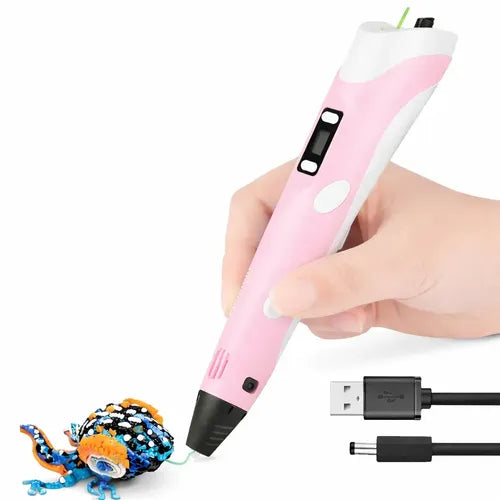 Lápiz De Impresión 3d Recargable Con Pantalla Y Base Para Filamentos Pla/abs Rosa Rosa Claro