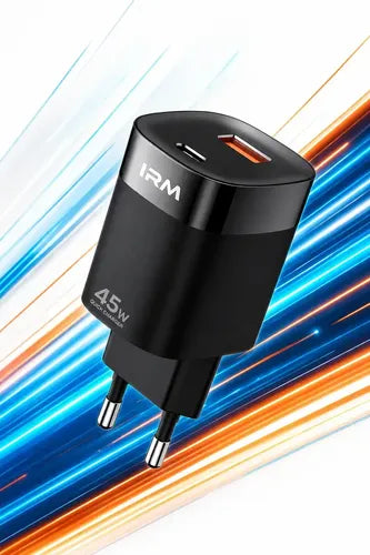 Cargador Rápido Irm De Pared Con 2 Puertos Usb (c Y A) Para iPhone Y Samsung Negro