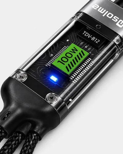 Cable Multicarga 3 En 1 100w Usb L Tipo C Micro Usb 1.2 M Negro