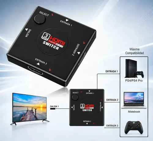 Switch Hdmi Irm Con 3 Entradas Y 1 Salida Para Tv Y Consolas