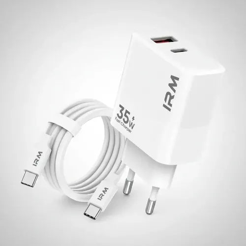 Cargador De Pared Diegmark 35w Con 2 Puertos Usb Y Usb-c Para Celulares Blanco