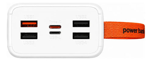 Cargador Portátil Diegmark De 30000mah Para Celular Con Carga Rápida Y 2 Cables Integrados Blanco