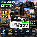 Tarjeta De Memoria Microsd Zuway 32gb Clase 10 U3 A1 Alta Velocidad 100mb/s Premium Compatible Con Nintendo Swicht 1, Video 8k, Celulares, Tablets, Cámaras De Seguridad Y Deportivas, Uso Profesional