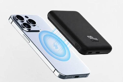 Kit Powerbank 5000mah Magnético Para iPhone Samsung + Bolso Negro/negro