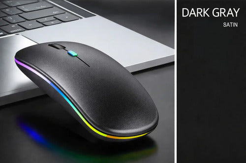 Mouse Inalámbrico Recargable Irm Mk-07 Con Bluetooth Y Rgb Para Gamer U Oficina Gris Oscuro