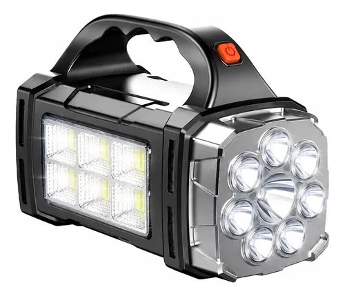 Linterna Solar Led Multifuncional Recargable Usb + Powerbank Blanca/ Amarilla Negro/plateado