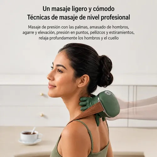 Masajeador Tensión Cervical Recargable Para Cuello Y Hombos Verde Musgo