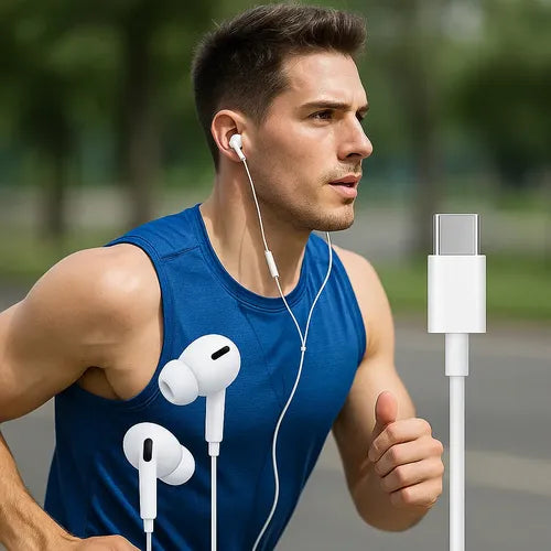 Audífonos Entrada Tipo C In-ear Con Goma Para Androide Blanco