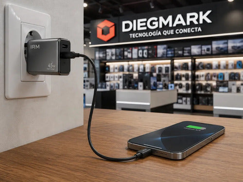 Cargador Rápido 45w 3 Puertos Con Cable Usb C A Usb C Carga Rápida Pd Compatible Con Samsung Motorola Xiaomi Redmi Huawei iPhone 15 Negro