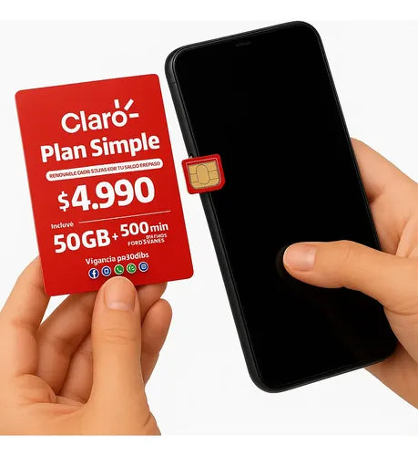Chip Claro Prepago Plan Simple 50gb+500min Esim 3 En 1