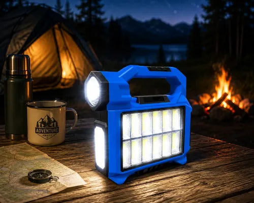 Linterna Led Solar Recargable 30w Con Luz Frontal Y Lateral