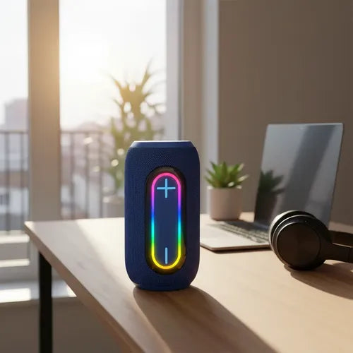 Parlante Inalámbrico Recargable Bs-27 Luz Rgb Sonido Potente Azul