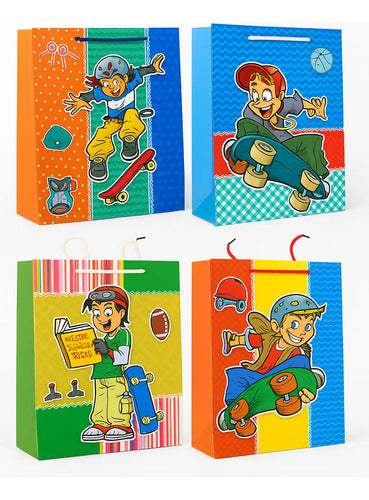 Bolsas De Regalo Infantil Niño Pack 12 Diseños Animados Multicolores Diseño Variado