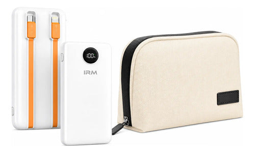 Kit Powerbank 10000mah Carga Rápida + Bolso Organizador Blanco/beige