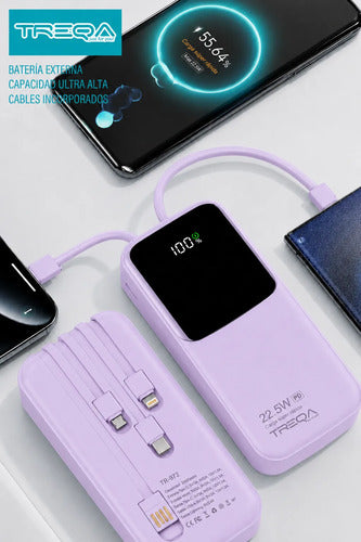 Batería Externa Powerbank 20000mah Carga Rápida Pd 3.0 22.5w Lila