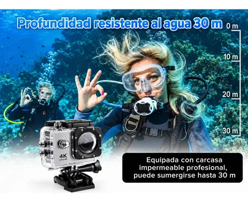 Cámara Deportiva Acción 4k Wifi 16mp 170° Sumergible 30m