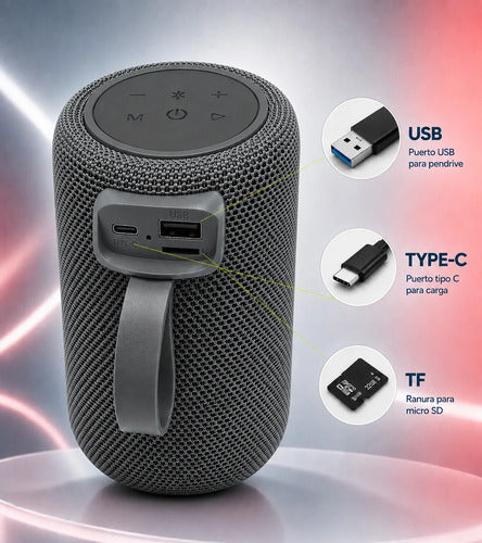 Parlante Inalámbrico A8 Bluetooth 5.3 Usb Radio Fm Luz Rgb