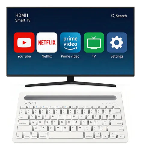 Teclado Inalámbrico Bluetooth Multidispositivo Silencioso Para Tablet Y Smart Tv Blanco Inglés Us