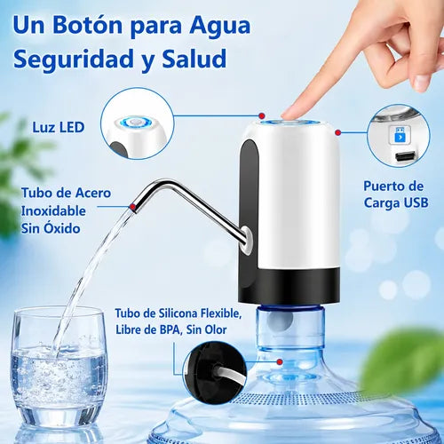 Dispensador De Agua Eléctrico Usb Recargable Para Bidón 20l Blanco