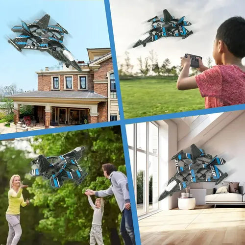 Avión Rc Thunder Charge Aero Jet Con Control Remoto Para Niños Azul