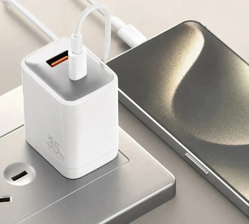 Cargador Para iPhone 35w 8 X Xr 11 12 13 14 Pro Max Color Blanco Con Cable Alta Velocidad Carga Rápida Milk White