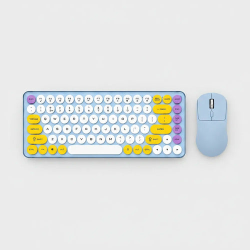 Kit Teclado Y Mouse Inalámbricos Teclas Redondas Silencioso
