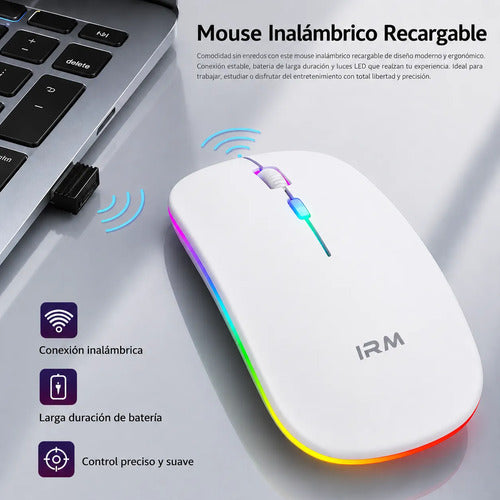 Mouse Inalámbrico Recargable Bluetooth 5.0 2.4 Ghz 1600 Dpi Blanco