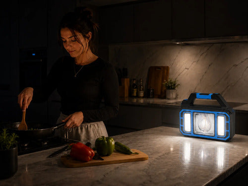 Linterna Solar Multifunción Portátil Luz Led Recargable Usb Blanca/ Amarilla Azul Negro