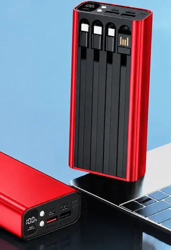 Powerbank 20000mah Carga Rápida Luz Led Cables Integrados
