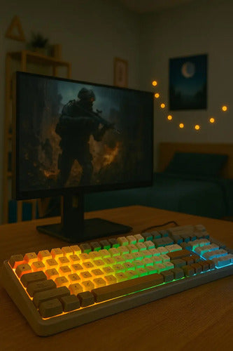 Teclado Gamer Rgb Weibo Wb-222 Con Iluminación Multiefectos Perilla Usb Gris Español Latinoamericano