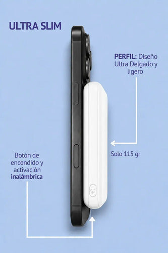 Power Bank Magnético Inalámbrico De 5000mah Con Carga Rápida Pd20w Para iPhone Y Android Blanco